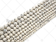 Load image into Gallery viewer, Quality Dalmation Jade Round Smooth Beads, 6mm/8mm/10mm/12mm Round Smooth Beads, White Black Jade,Sku#U1134