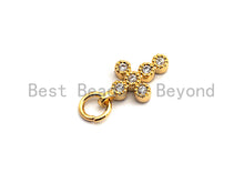Load image into Gallery viewer, CZ Clear Micro Pave Cross Charm, CZ Pave Pendant, Gold/Rose Gold/Silver/Gunmetal plated, 6x11mm, Sku#F796