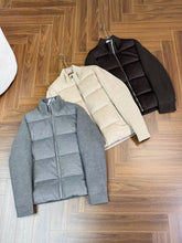 Load image into Gallery viewer, New Stylish Wool Knit Patchwork White Duck Down Jacket