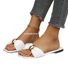 Load image into Gallery viewer, Women's Knit Slip-On Slides | Breathable Metal Detail Casual Sandals