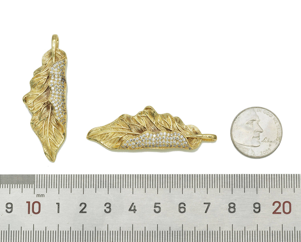 CZ Leaf Shape Charm, Sku#LX35c