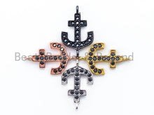 Load image into Gallery viewer, CZ Black Micro Pave Anchor Connector, Cubic Zirconia Anchor Arrow Connector, Men's Jewelry Findings, 14x23mm,1pc/2pcs/4pcs, sku#M101