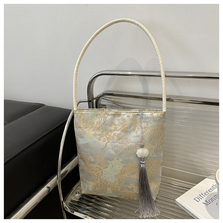 Chinese-Style Vintage Hanfu Bucket Handbag