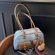 Load image into Gallery viewer, Retro Color-Block Boston Handbag | Chic PU Leather Crossbody Bag for Women | Sarah Express