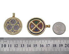Load image into Gallery viewer, Colorful CZ Round Coin Charm, Sku#LK608