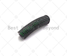 Load image into Gallery viewer, Green CZ Micro Pave Half Full Pave Tube for Bracelet/Necklace,CZ Spacer Tube in Silver/Gold/Rose Gold/Black, Tube Beads, 38x8mm,sku#ML11