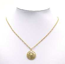 Load image into Gallery viewer, Gold CZ Five Point Star On Hollow Out Round Charm, Sku#L694