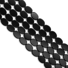 Load image into Gallery viewer, Black Onyx Smooth Flat Oval Beads, Sku#Q44