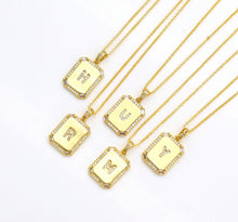 Load image into Gallery viewer, Gold Filled Tile Initial Letter Necklace, Peronalized Necklace, Sku#CL25