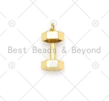 Load image into Gallery viewer, Gold/ Silver Dumbbell Shape Pendant/Charm, 18K Gold Filled Dumbbell Charm, Necklace Bracelet Charm Pendant, 9x18mm,Sku#L580