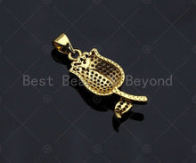 Load image into Gallery viewer, CZ Micro Pave Tulip Flower Charm/Pendant, Tulip Rose Shape Charm, Pave Pendant, Gold plated charm, 10x21mm, Sku#LK128