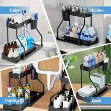 Load image into Gallery viewer, 2-Piece Under Sink Organizer with Sliding Shelves – Multi-Purpose Storage Rack