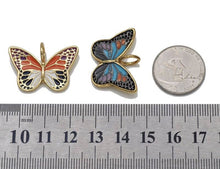 Load image into Gallery viewer, Gold CZ Enamel Butterfly Charm, 20x29mm, Sku#LK729