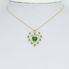 Load image into Gallery viewer, Green CZ Spike Heart Charm Pendant, Sku#LK1088