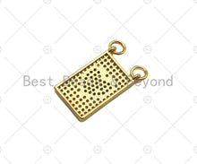 Load image into Gallery viewer, Colorful CZ Micro Pave Heart On Rectangle Shape Pendant, 18K Gold Medallion Charm, Necklace Bracelet Charm Pendant,12x21mm,Sku#LK311