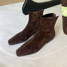 Load image into Gallery viewer, Women's Slim-Fit Ankle Boot | Square Toe Chunky Heel | Suede Upper Back Zipper