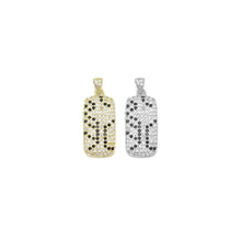 Load image into Gallery viewer, Black Clear CZ Gold Silver Rectangle Animal Print Patten Charm Pendant, Sku#A381