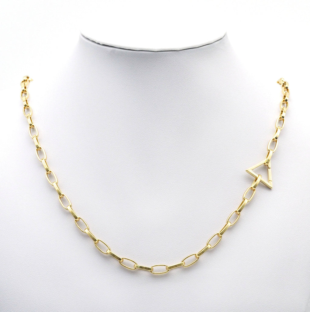 18K Gold Silver Triangle Snap Clip Clasp, Sku#K180