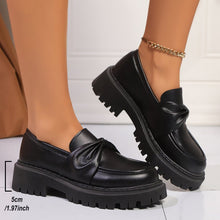 Load image into Gallery viewer, Women's Retro Round-Toe Chunky Heel Patent Leather Loafers | Slip-On Block Heel Shoes