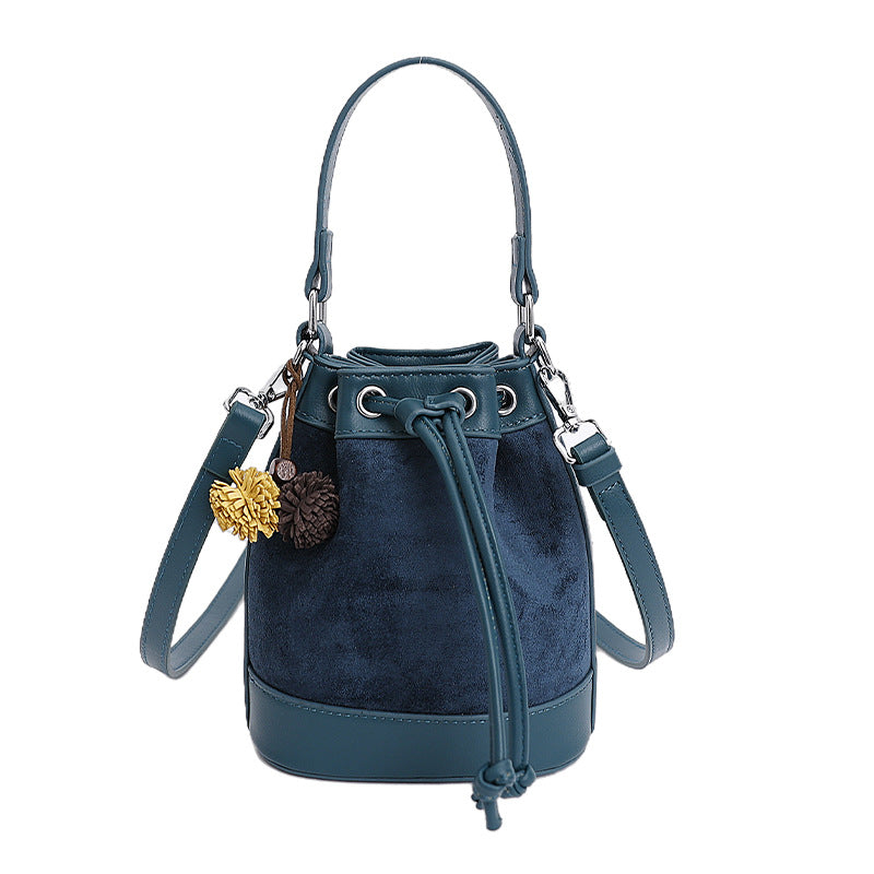 Women's Drawstring Bucket Bag | PU Leather Shoulder Bag with Adjustable Strap