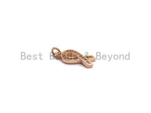 Load image into Gallery viewer, CZ Micro Pave Awareness Ribbon Charm ,Gold/Silver/Black/Rose Gold,Cubic Zirconia Jewelry Findings, Cancer Fighting Charm, 6x16mm,sku#F650