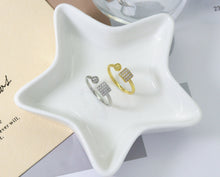 Load image into Gallery viewer, CZ Square and Ball Adjustable Ring, Sku#B186