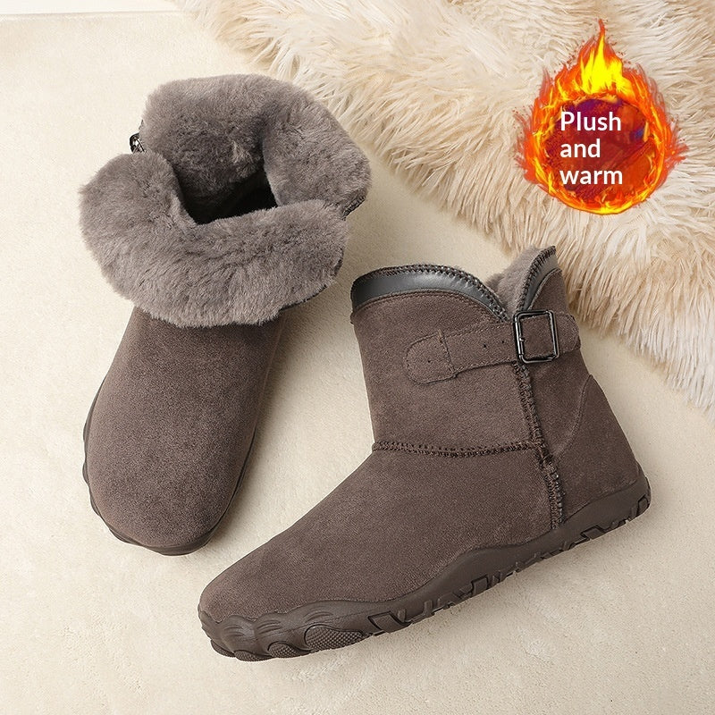 Leather Anti-Slip Five-Finger Shoes for Couples | Unisex Slip-On High-Top