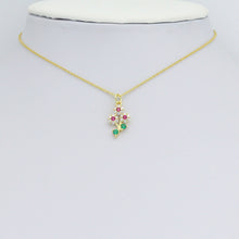 Load image into Gallery viewer, Colorful CZ Gold Silver Flower Charm Pendant, Sku#A465