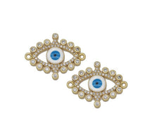 Load image into Gallery viewer, Gold CZ Enamel Evil Eye Connector, Sku#LD329