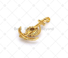 Load image into Gallery viewer, CZ Micro Pave Boat Anchor Shape Pendant, 18K Gold Filled Big Pink CZ Flower Charm, Necklace Bracelet Charm Pendant,22x36mm, Sku#LK472