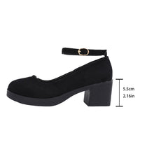 Load image into Gallery viewer, Women's Chunky Heel Suede Mary Jane Shoes - Round Toe Buckle Strap Block Heel Comfort Pumps