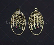 Load image into Gallery viewer, Filigree Gold Lacy Charm with Colorful Stone, Round/Teardrop/Oval Brushed Gold Twisted Wire Charm Pendants, Jewelry Findings,sku#CP04