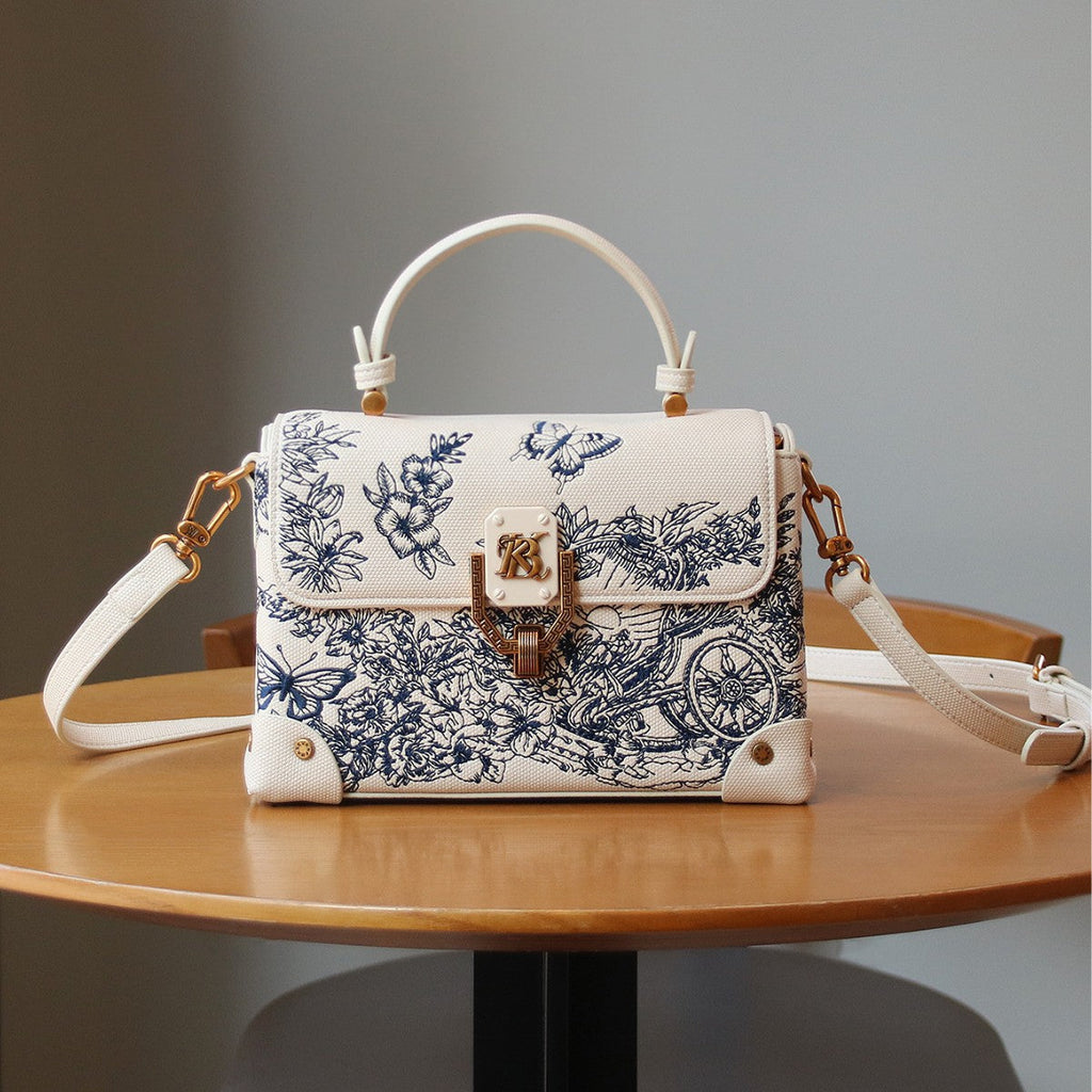 Embroidered Tote Shoulder Crossbody Bag for Women - Light Luxury PU Leather Handbag with Adjustable Strap