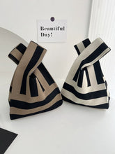 Load image into Gallery viewer, Women's Knit Tote Bag - Urban Minimalist Striped Handbag with Multiple Pockets