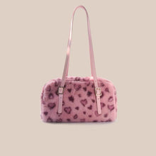 Load image into Gallery viewer, Women's Furry Velvet Shoulder Tote Bag - Plush Leopard Print Handbag with Dual Straps