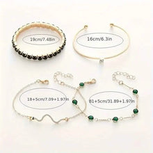 Load image into Gallery viewer, 4pcs Green Emerald Rhinestone Snake Bracelet Set for Women