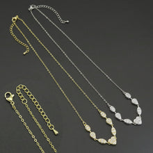 Load image into Gallery viewer, Gold Chain Baguette CZ Heart Connector Pendant Necklace, Sku#A210