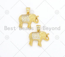 Load image into Gallery viewer, CZ Micro Pave Elephant Shape Pendant/Charm,18K Gold Filled Elephant Charm, Necklace Bracelet Charm Pendant,19x17mm,Sku#LK377
