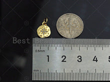 Load image into Gallery viewer, Dainty CZ Micro Pave Gold North Star On Round Coin Charms, Gold Charm, Gold Pendant, 9x11mm, Sku#LK120