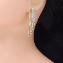 Load image into Gallery viewer, Tennis CZ with Teardrop Dangle Statement earrings, Sku#A270