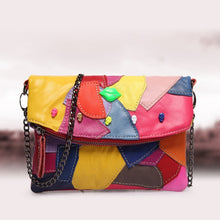 Load image into Gallery viewer, Patchwork Leather Crossbody Bag - Genuine Sheepskin Chain Shoulder Bag