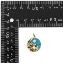 Load image into Gallery viewer, Gemstone CZ Pave Taiji Yinyang Charm, Sku#LX259