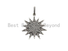 Load image into Gallery viewer, CZ Micro Pave North Star Pendant, Antique Silver Tone,  27x29mm,sku#F997C