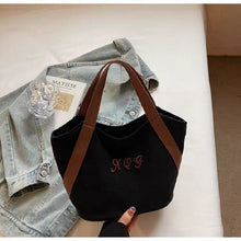 Load image into Gallery viewer, Women's Canvas Tote Bag with Letter Print - Fashionable Dumpling Bag