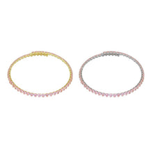 Load image into Gallery viewer, Gold Clear Pink Heart CZ Adjustable Choker Necklace, Sku#A33