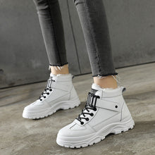 Load image into Gallery viewer, Women's Waterproof Platform High-Top Sneakers | Leather Stitching Plush Lining