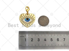 Load image into Gallery viewer, CZ Micro Pave 18k Gold Enamel Evil Eye On Heart Shape Pendan