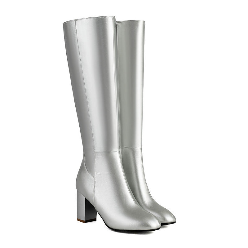 Women's Over-the-Knee High Heel Boots | Chunky Block Heel Thigh High Boots