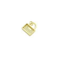 Load image into Gallery viewer, Clear CZ Gold Lock Pad Charm Pendant,Sku#LD732