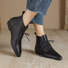 Load image into Gallery viewer, Women's Vintage Round Toe Ankle Boots - Genuine Leather Slip-On Chunky Heel Winter Boots